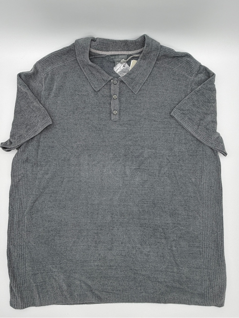 NWT Barefoot Dreams CozyChic Ultra Lite Men's Short Sleeve Polo Blue Gray XXL